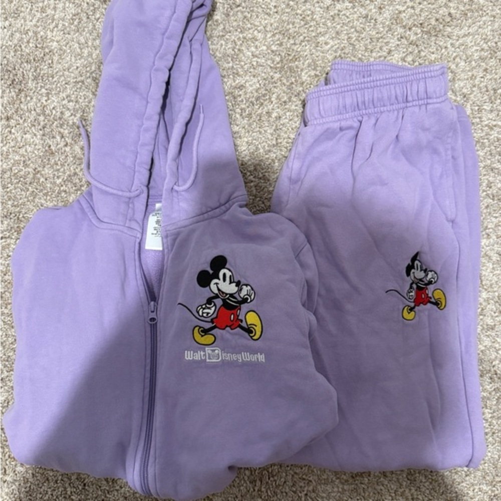 Disney Parks Mickey Walt Disney World Purple Tracksuit zip up and sweatpants